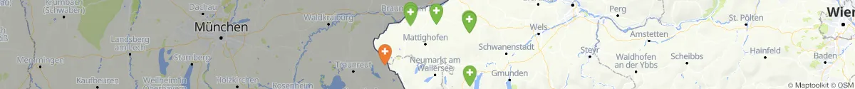 Kartenansicht für Apotheken-Notdienste in der Nähe von Moosdorf (Braunau, Oberösterreich)